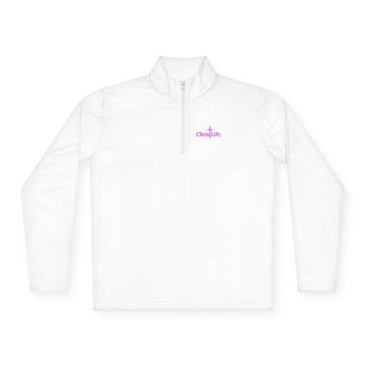 Unisex Quarter-Zip Pullover - Christlife Logo in Pink