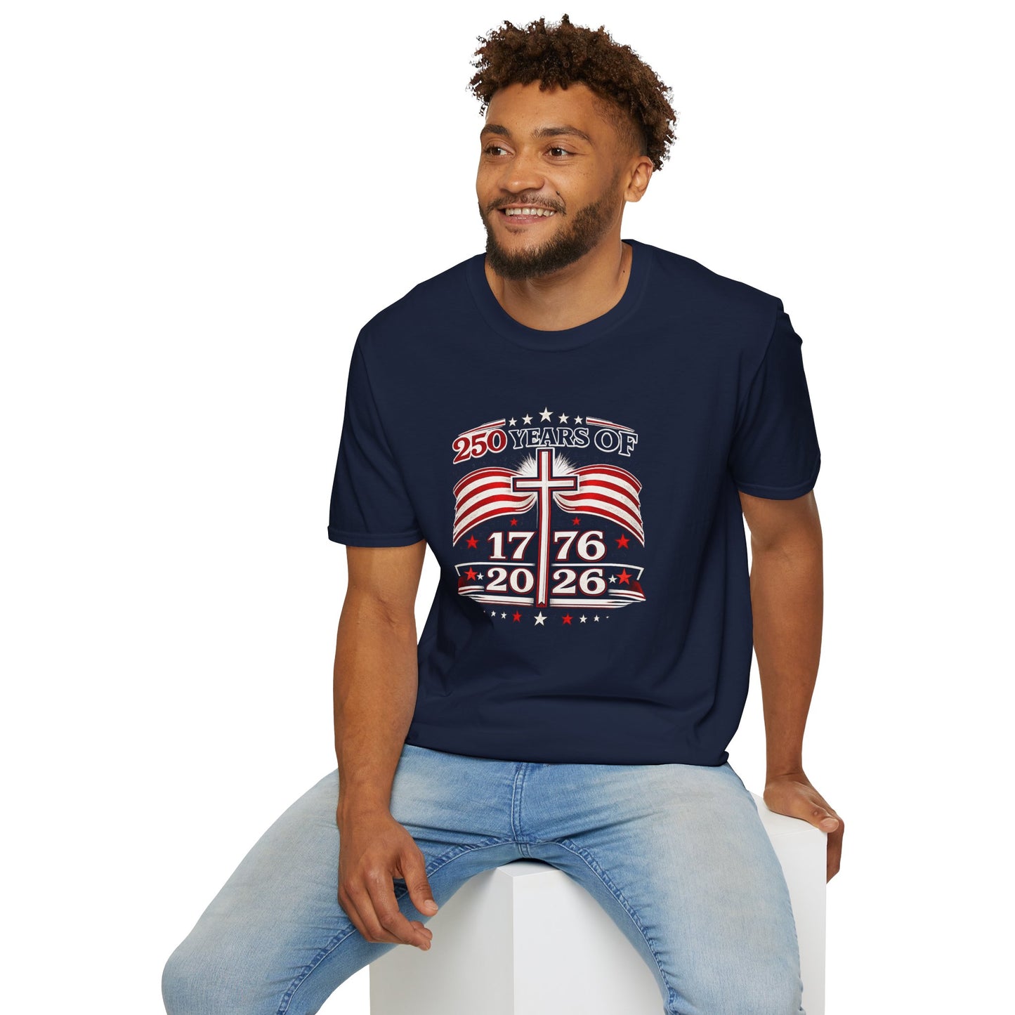1776–2026 Patriotic Cross T-Shirt — "250 Years of" Independence Anniversary - Unisex