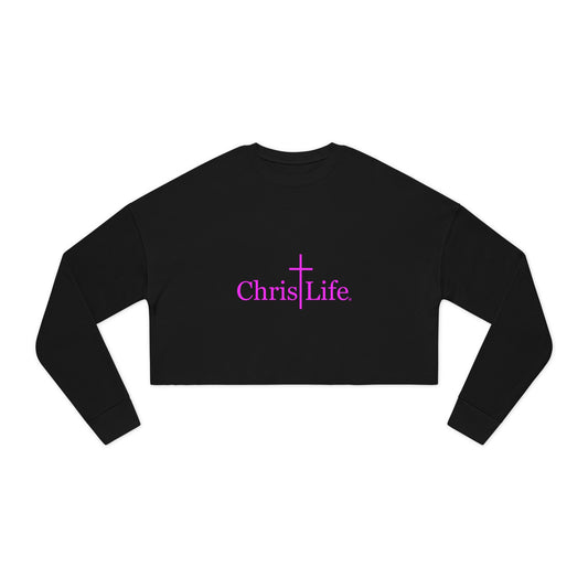 Women's Cropped Sweatshirt - Bold Hot Pink ChristLife Logo