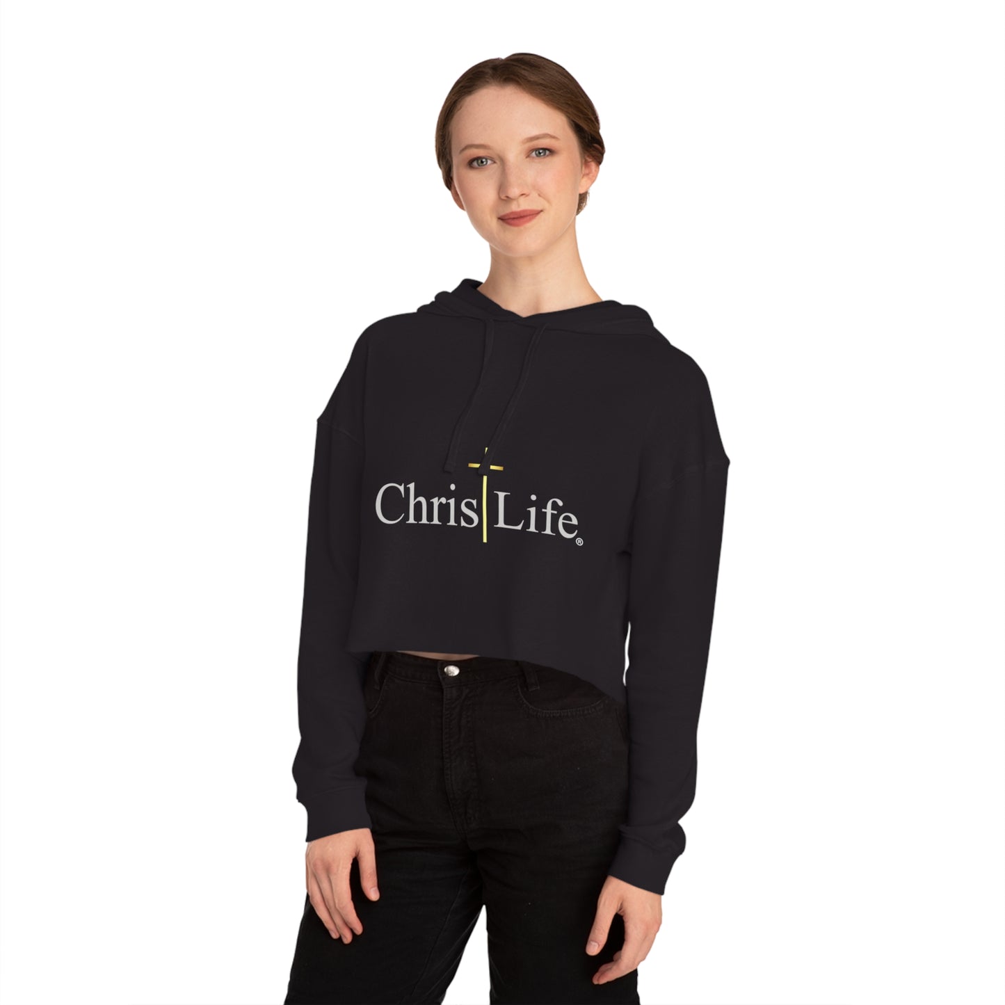 Women’s Chic and Silky Soft Cropped Hooded Sweatshirt with christlife copy