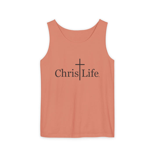 Unisex Garment- Cute Dyed Tank Top with Gray ChristLife logo