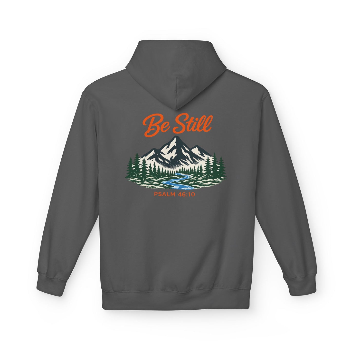 "Be Still" Mountian With Stream Hoodie - Unisex Midweight Softstyle Fleece