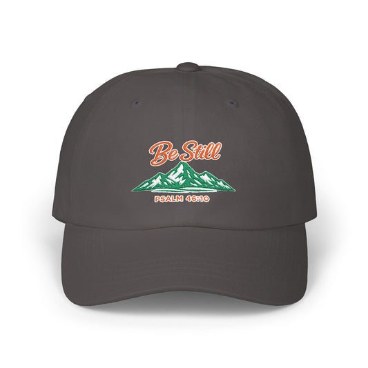 Dad Cap — "Be Still" Mountain Embroidered Relaxation Hat