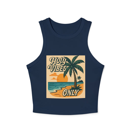 Women's Micro Rib Racer Tank Top - Holy Vibes Only/Beach scene