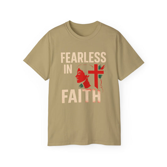 Fearless in Faith Tee, Inspirational T-Shirt, Gifts for Her, Christian Apparel, Faith-Based Wear, Unisex Cotton Tee