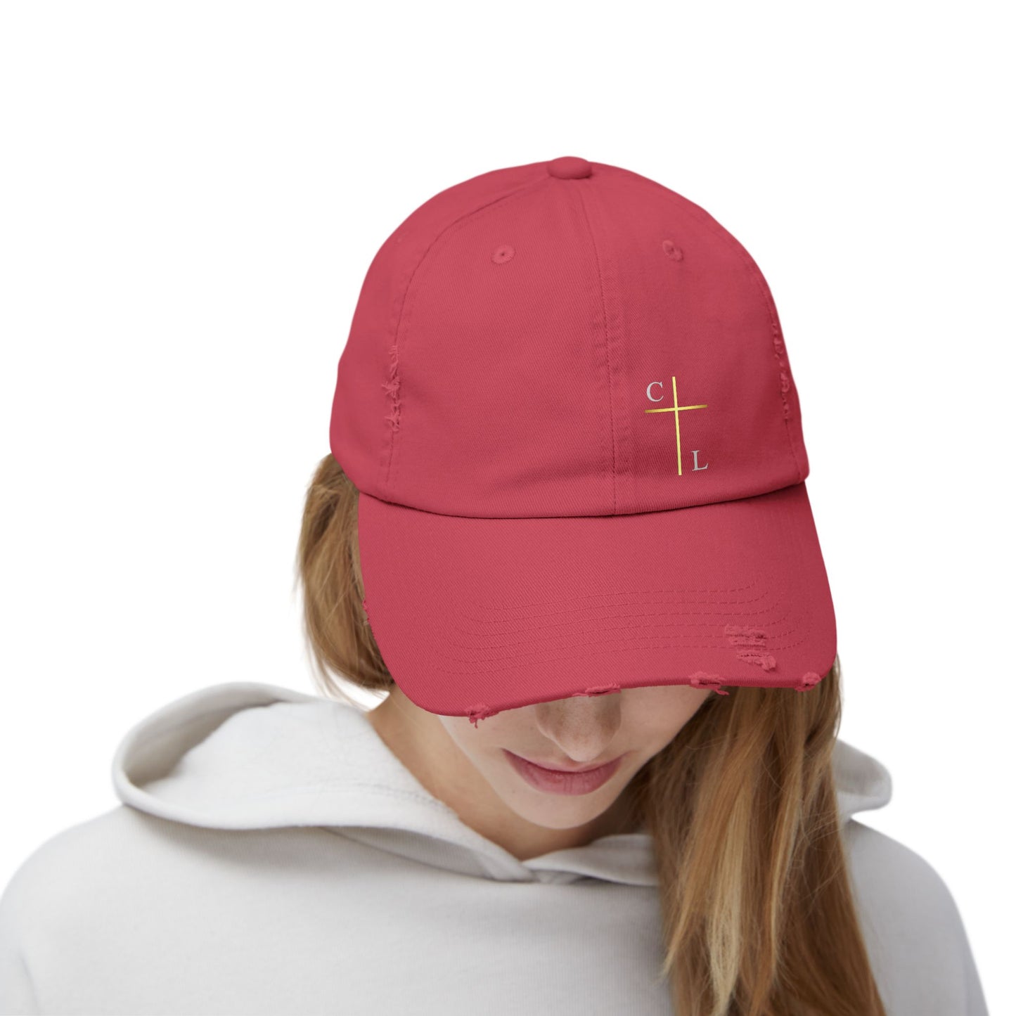 Unisex Distressed Cap with C/L Logo