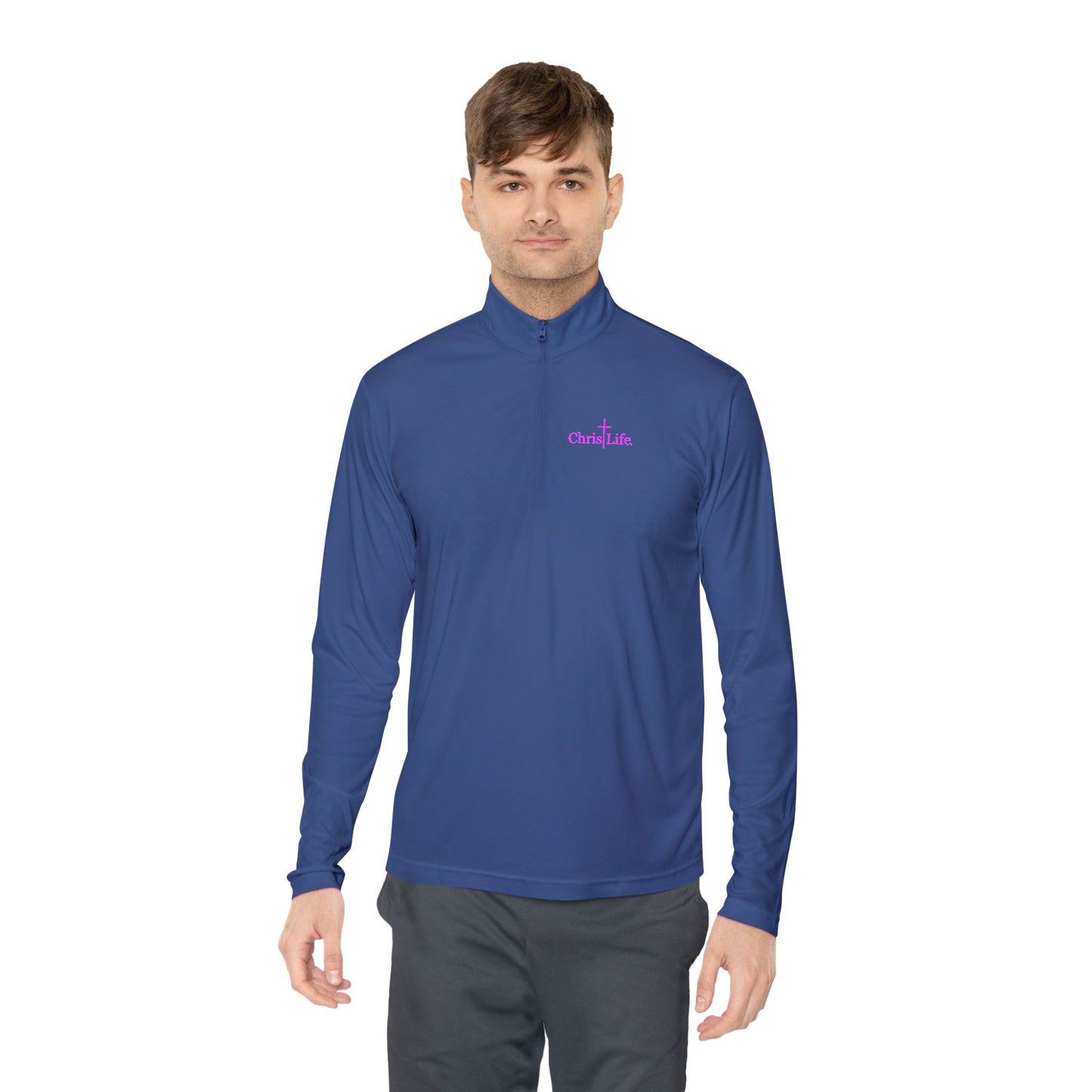 Unisex Quarter-Zip Pullover - Christlife Logo in Pink