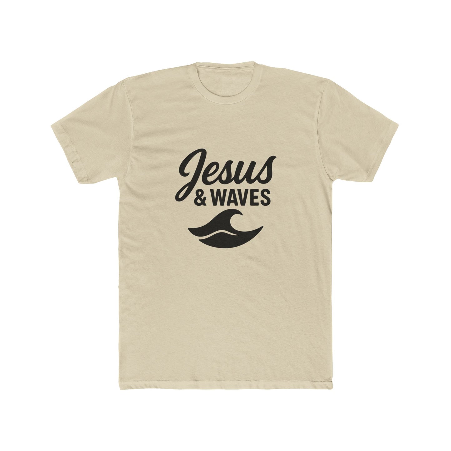 Jesus and Waves - Unisex Cotton Crew Tee, Beach/Surfer style, Christian casual.