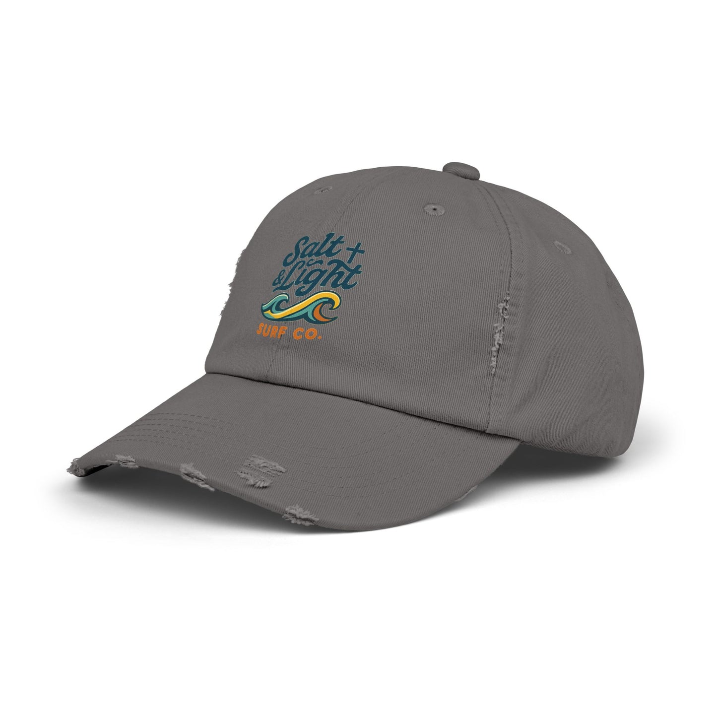 Salt & Light Surf Co. Distressed Baseball Cap — Vintage Surf Wave Embroidered Hat