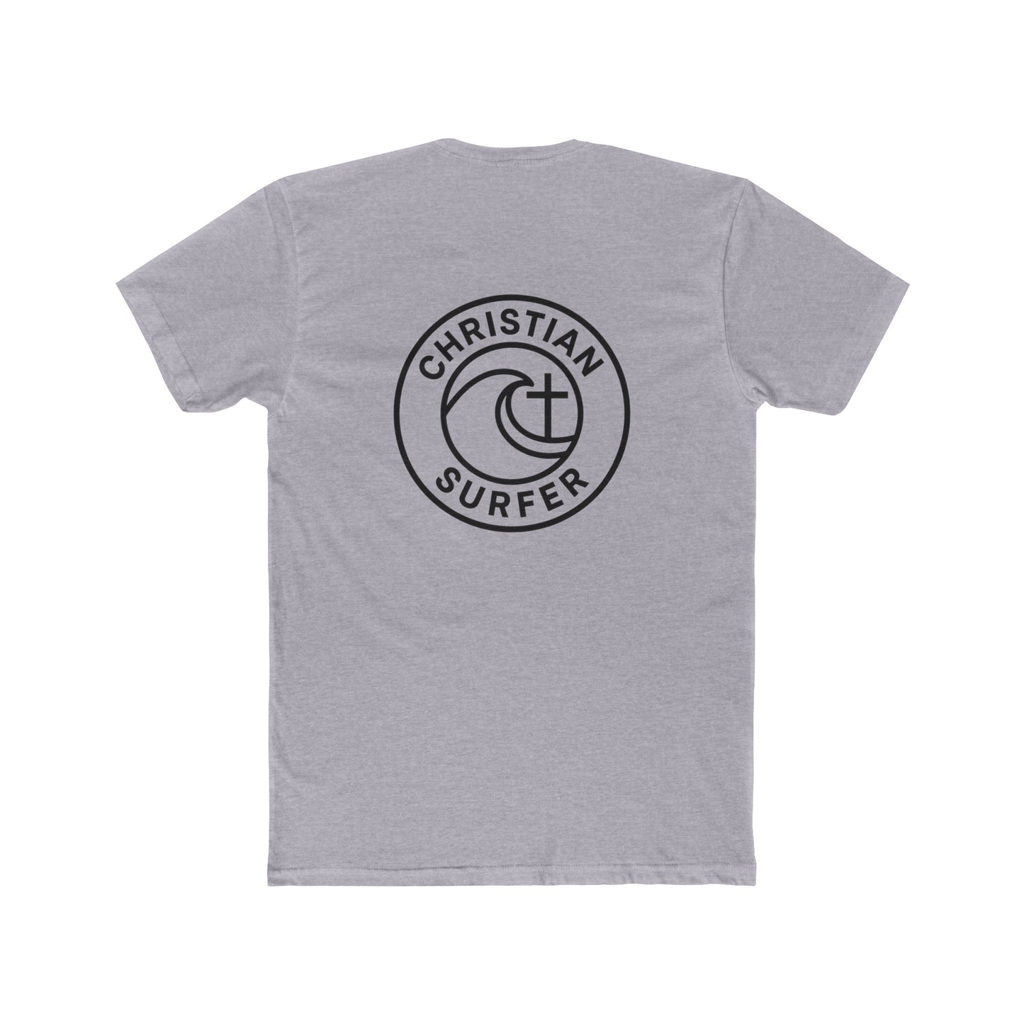 Christian Surfer T-Shirt — Back of the shirt with Faith & Wave Logo