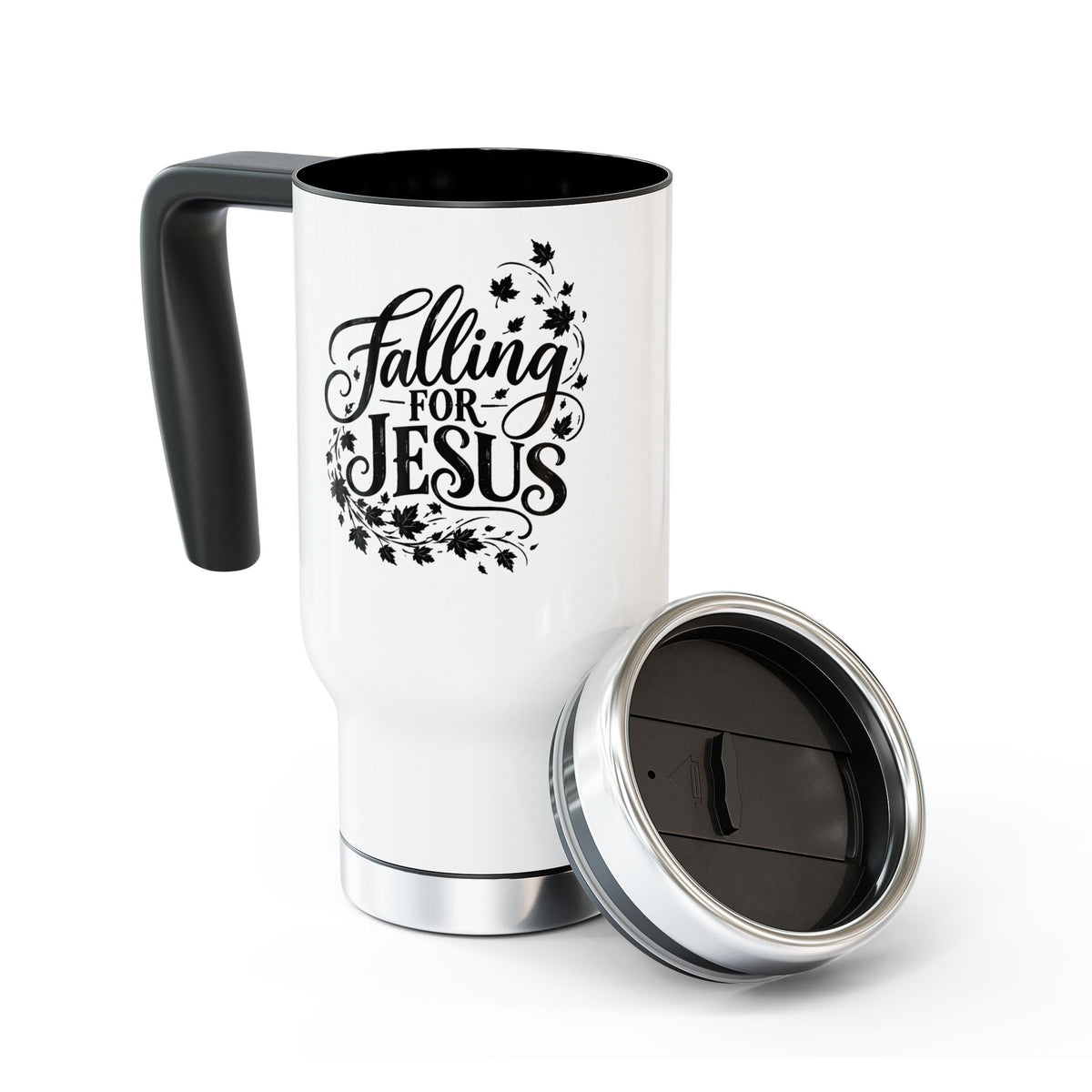 Falling for Jesus Black  - Black Vintage Copy 14oz Stainless Steel Travel Mug with Handle