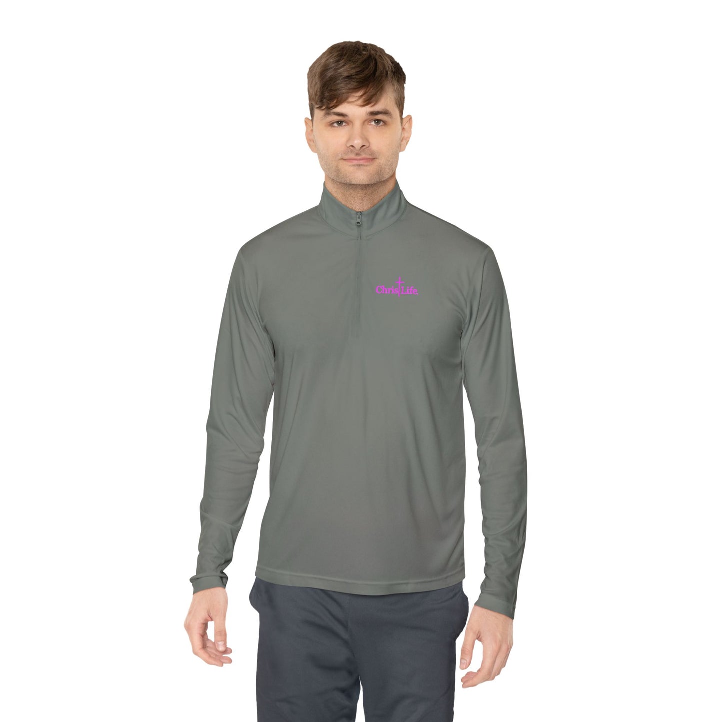 Unisex Quarter-Zip Pullover - Christlife Logo in Pink