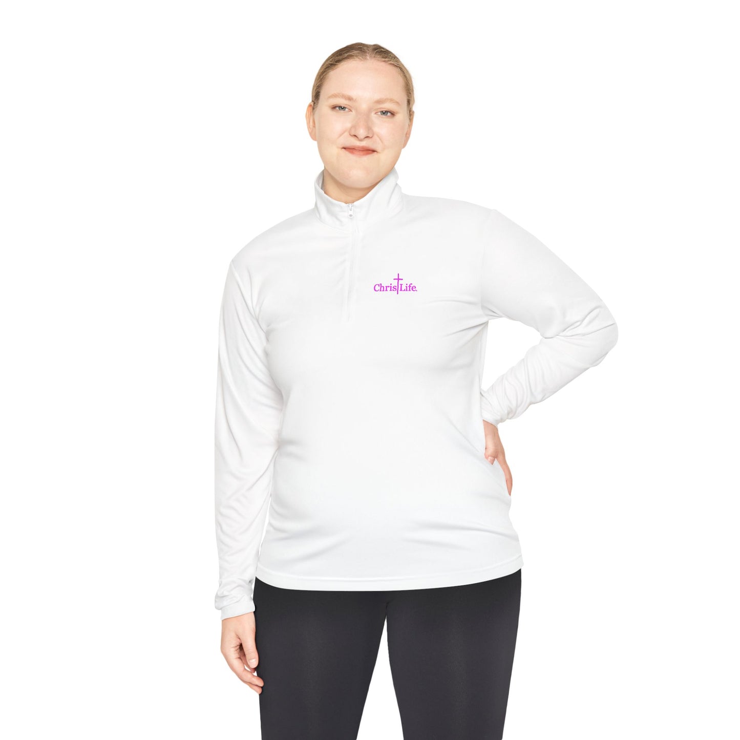 Unisex Quarter-Zip Pullover - Christlife Logo in Pink