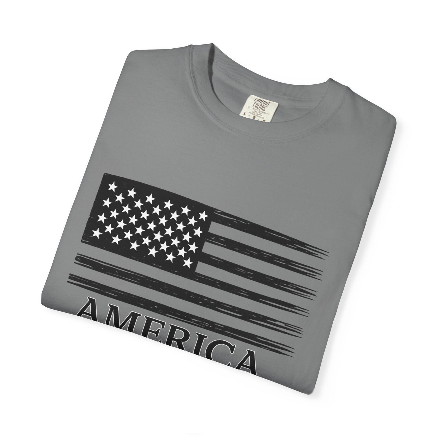 America 1776 -2026 Vintage Black Ink Flag - Unisex Garment-Dyed T-shirt