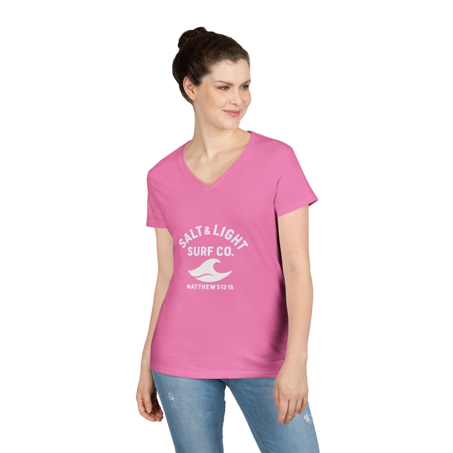 Salt and Light Surf Co/Faith Beach collection Ladies' V-Neck T-Shirt