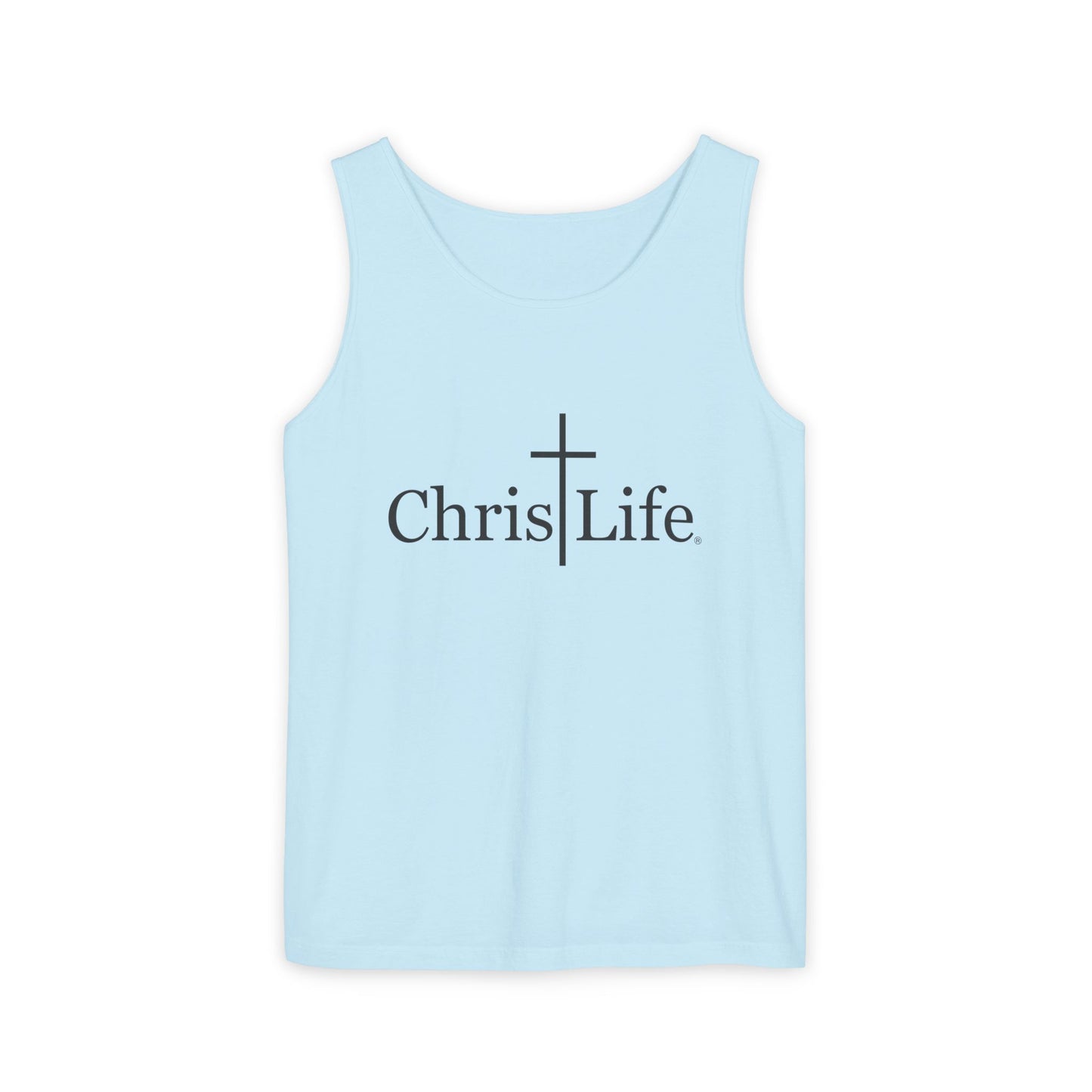 Unisex Garment- Cute Dyed Tank Top with Gray ChristLife logo