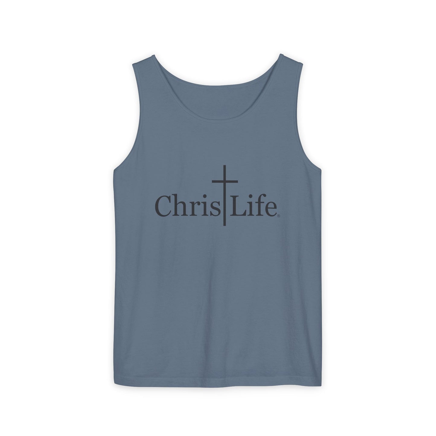 Unisex Garment- Cute Dyed Tank Top with Gray ChristLife logo