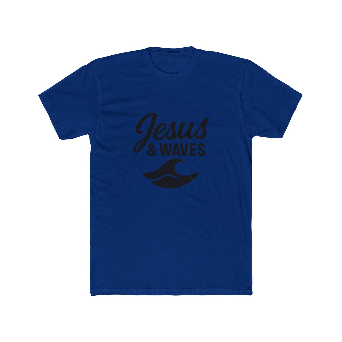 Jesus and Waves - Unisex Cotton Crew Tee, Beach/Surfer style, Christian casual.