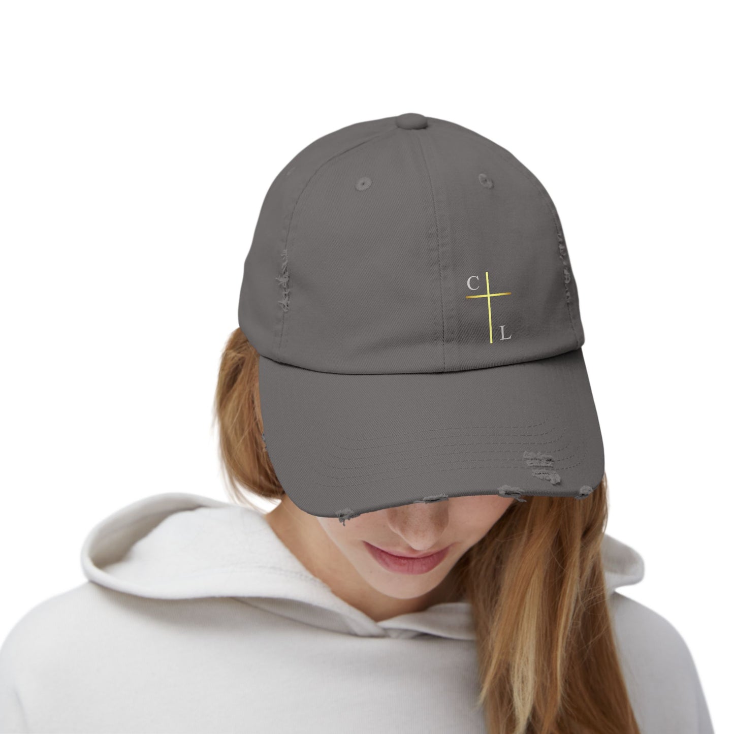 Unisex Distressed Cap with C/L Logo