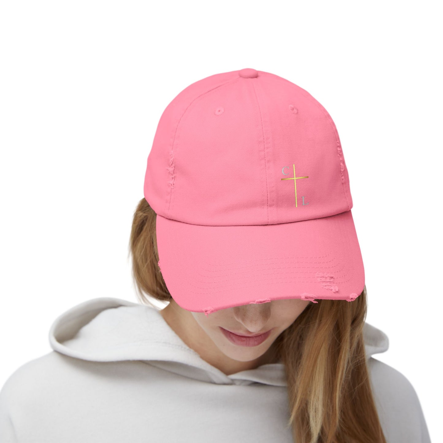 Unisex Distressed Cap with C/L Logo
