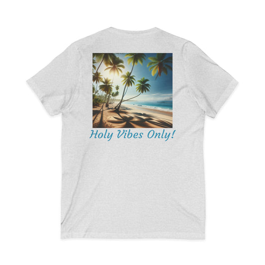 T-Shirt with Positive Beach Vibes, Unisex Tee, Summer Casual Wear, Holy Vibes Only Tee/back print