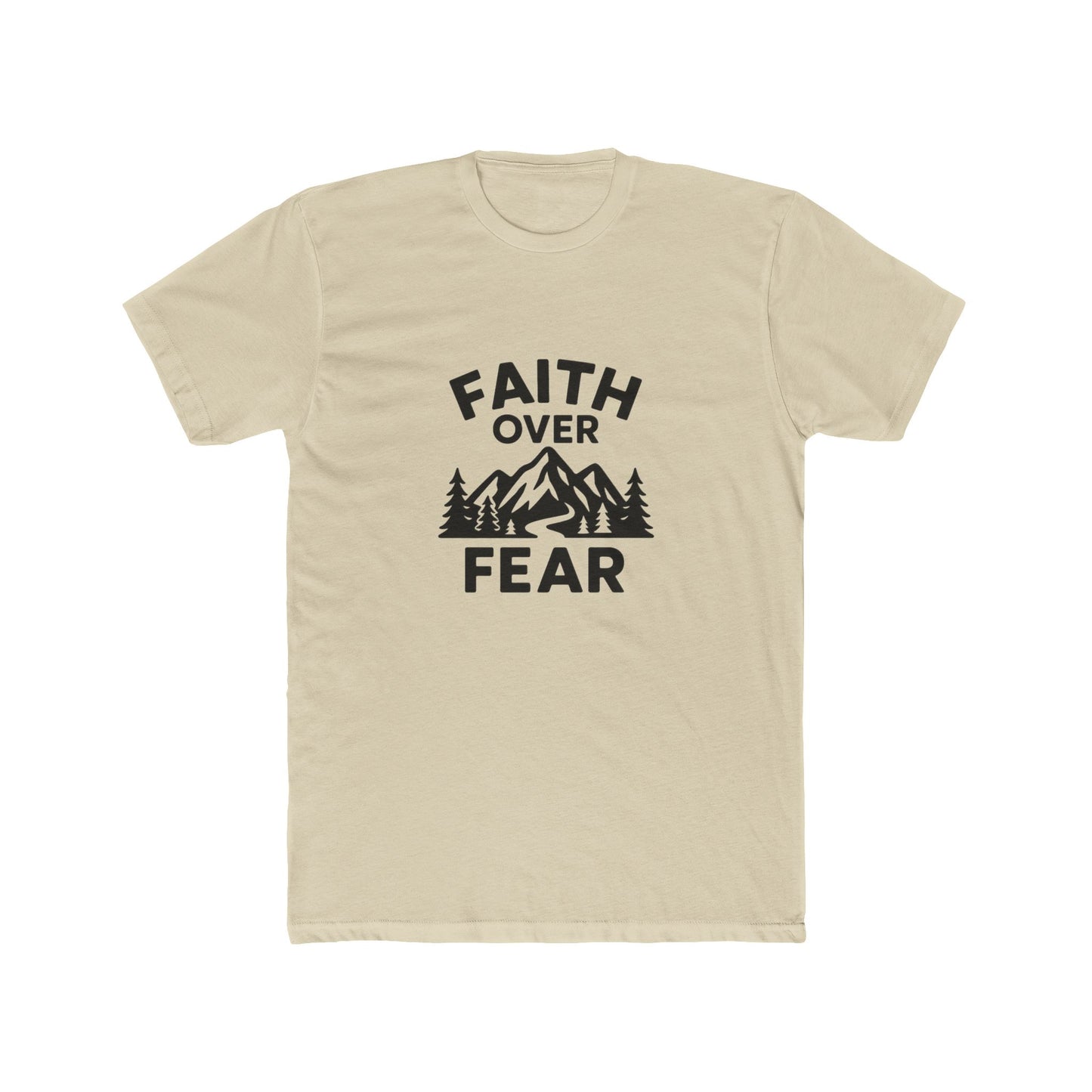 Faith Over Fear T‑Shirt — Inspirational Christian Tee with Mountain Design Black Ink