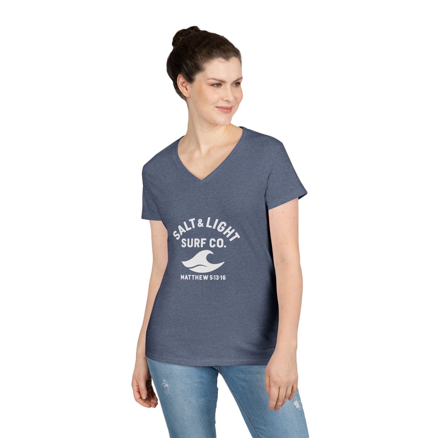 Salt and Light Surf Co/Faith Beach collection Ladies' V-Neck T-Shirt