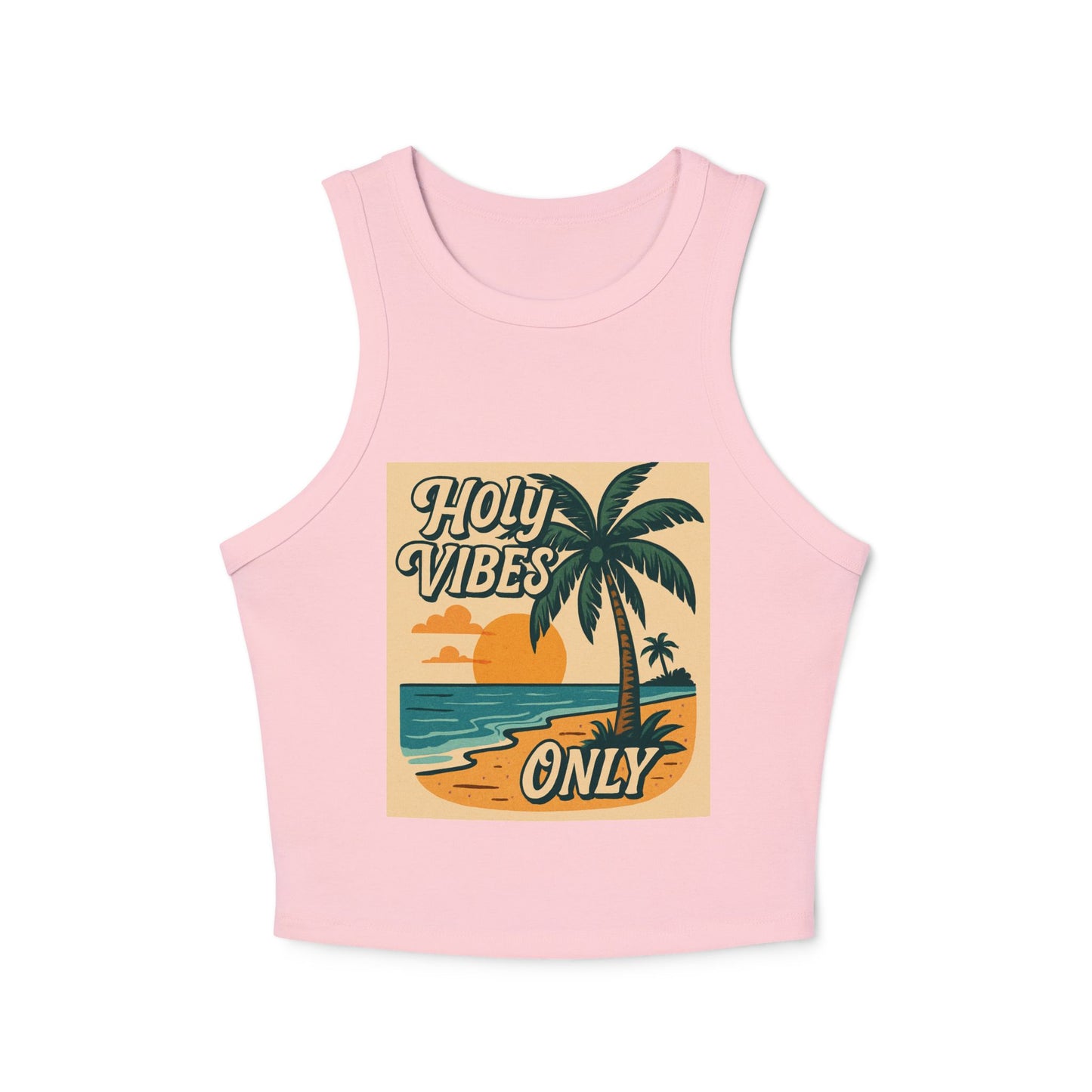 Women's Micro Rib Racer Tank Top - Holy Vibes Only/Beach scene