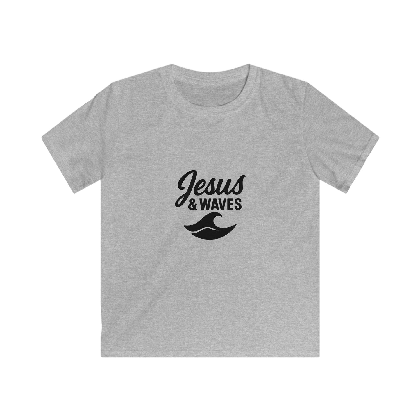 Kids Jesus & Waves Tee - Softstyle Shirt for Summer, Beach Days, Family Gatherings, Christian Gifts, Vacation Wear