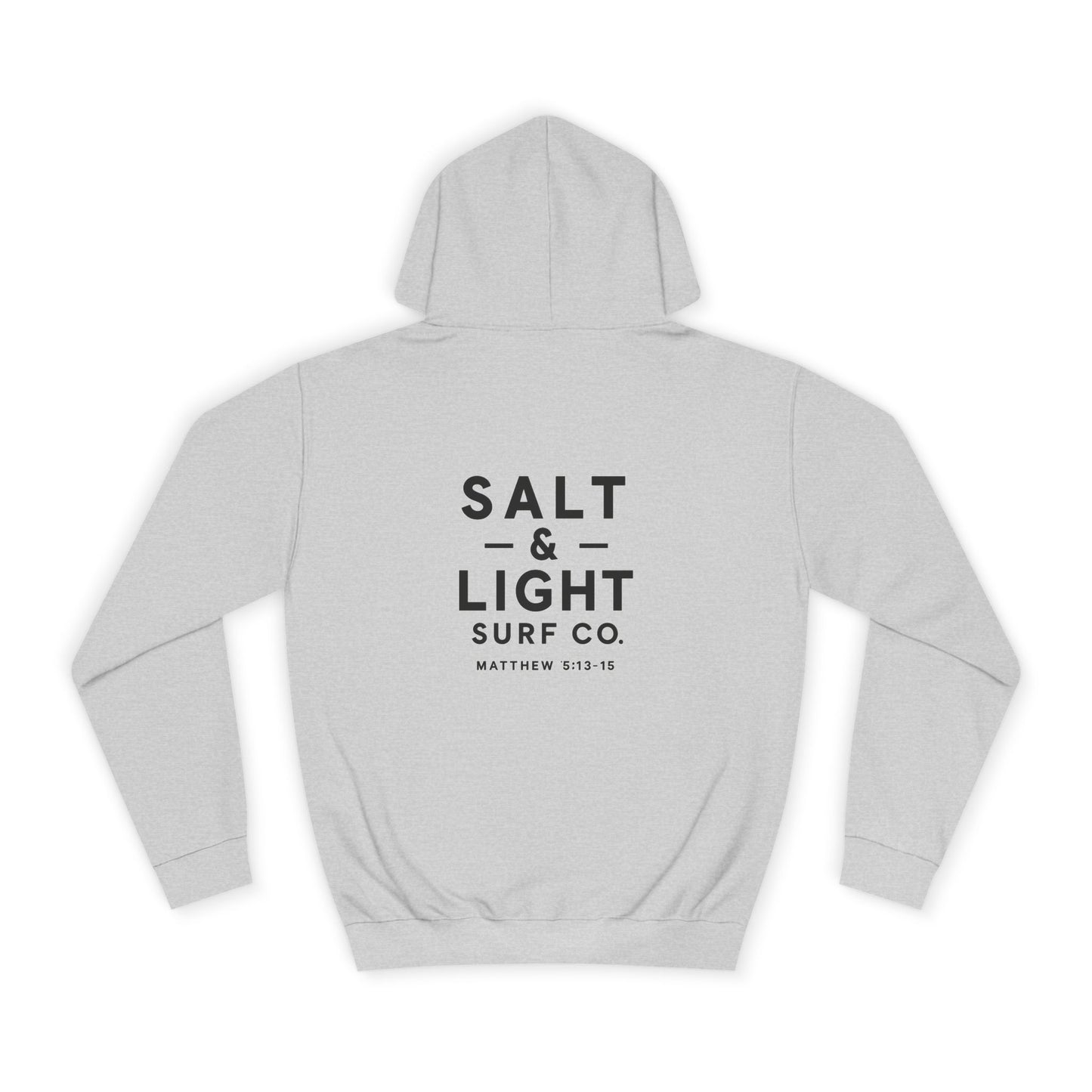 Salt and Light  Surf Co - Unisex College Hoodie, Cozy University Sweatshirt, Surf-Inspired Hoodie, Casual College Apparel, Faith-Based Surf Gear, Gift for Students