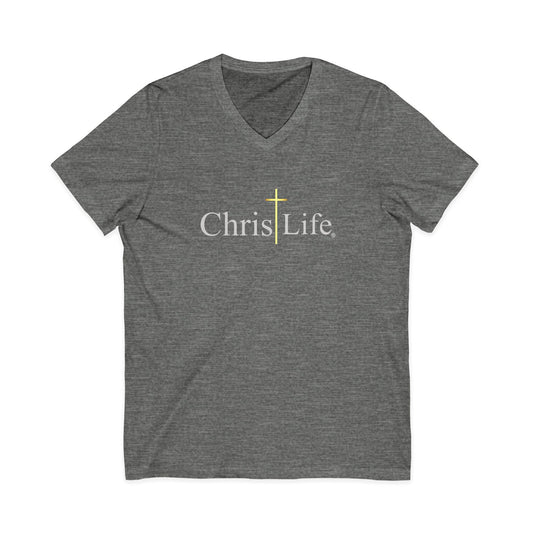 ChristLife, Christian V-Neck Tee | Inspirational Shirt for Faith, Casual Wear, Unisex