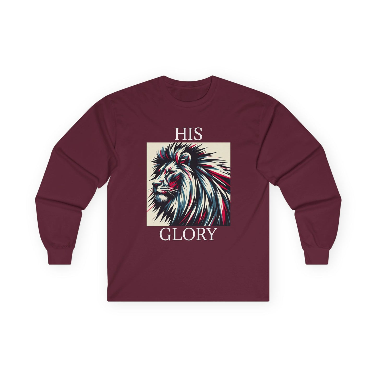 Unisex Ultra Cotton Long Sleeve Tee - HIS GLORY, Majestic Lyon