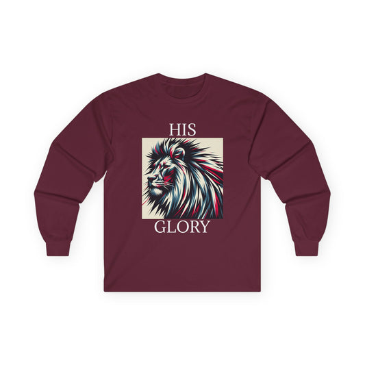 Unisex Ultra Cotton Long Sleeve Tee - HIS GLORY, Majestic Lyon