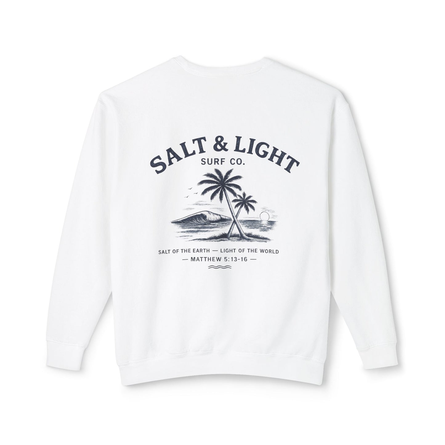 Crewneck Sweatshirt — Salt & Light Surf Co. Vintage Palm Beach Graphic, Back Print