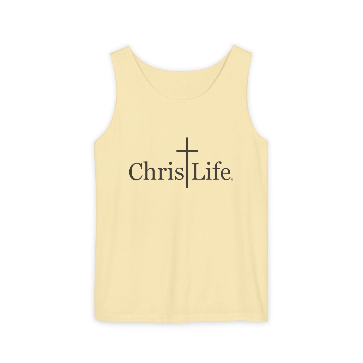 Unisex Garment- Cute Dyed Tank Top with Gray ChristLife logo
