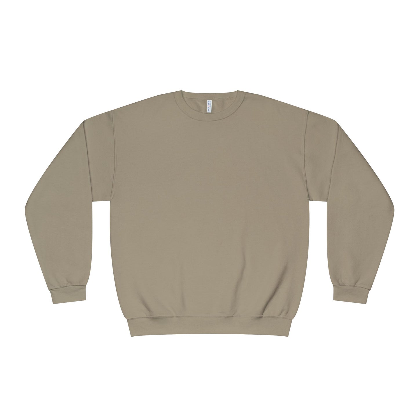 Surf Crewneck Sweatshirt — "Salt & Light" Beach Tan Surfboard Design on Backside