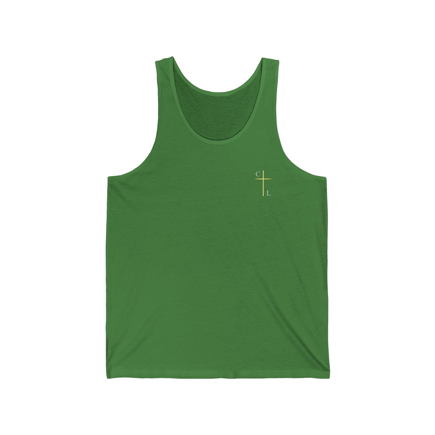 Unisex Jersey Tank, C/L on front and ChristLife on back.