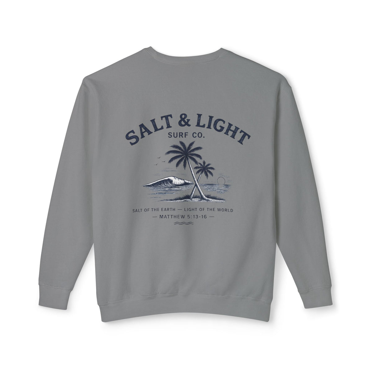 Crewneck Sweatshirt — Salt & Light Surf Co. Vintage Palm Beach Graphic, Back Print