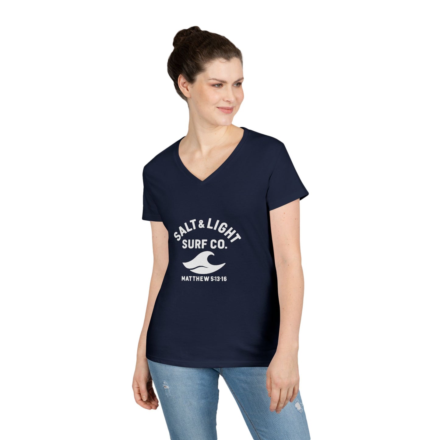 Salt and Light Surf Co/Faith Beach collection Ladies' V-Neck T-Shirt