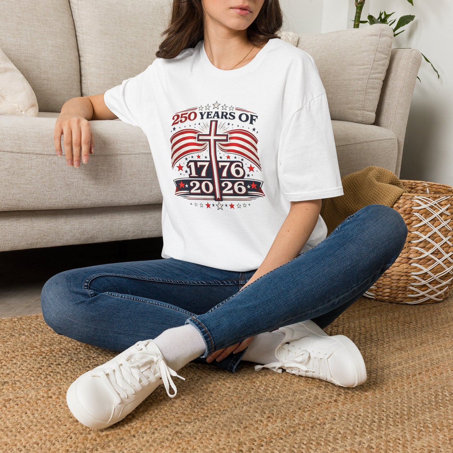 1776–2026 Patriotic Cross T-Shirt — "250 Years of" Independence Anniversary - Unisex