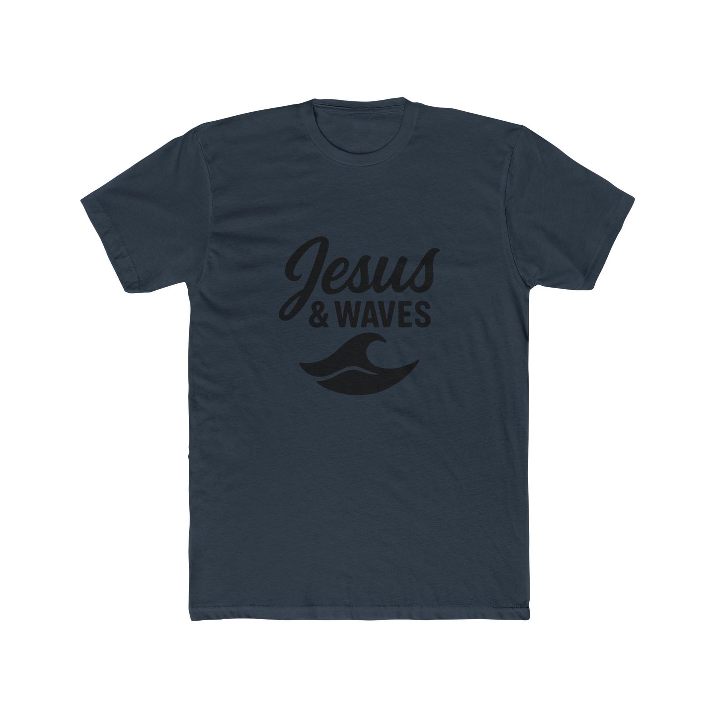 Jesus and Waves - Unisex Cotton Crew Tee, Beach/Surfer style, Christian casual.