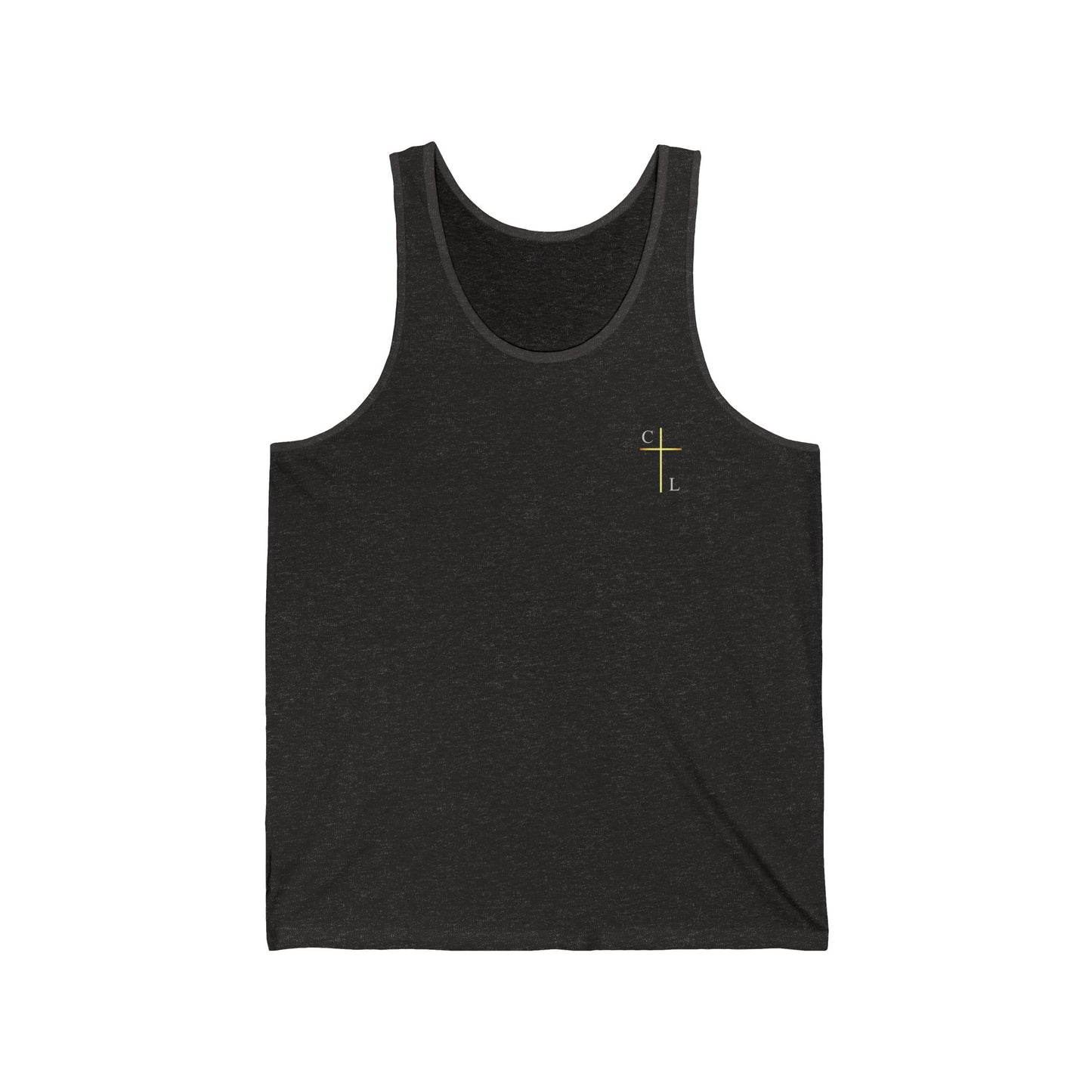 Unisex Jersey Tank, C/L on front and ChristLife on back.