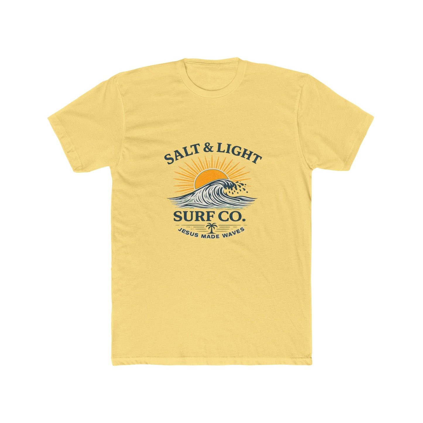 Salt & Light Surf Co. Jesus Made Waves Tee — Vintage Sunrise Wave Graphic T-Shirt