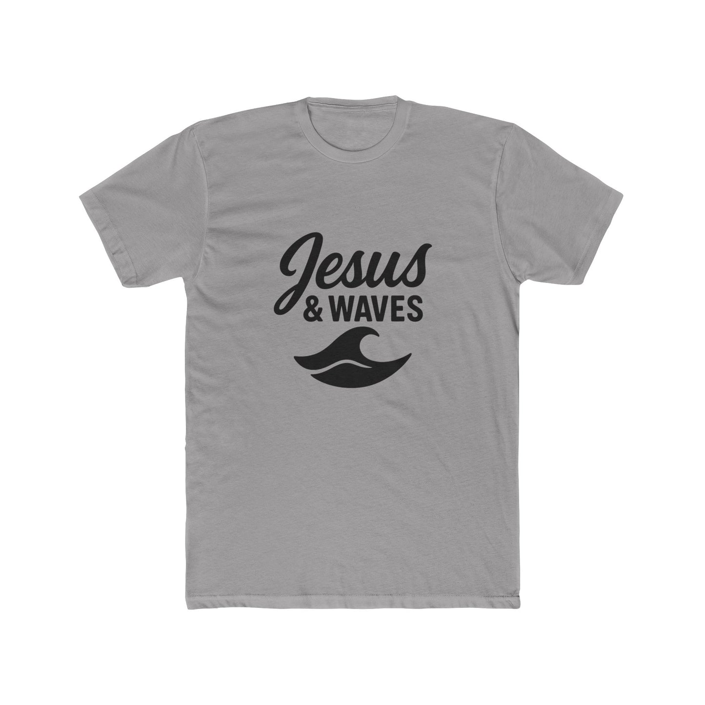 Jesus and Waves - Unisex Cotton Crew Tee, Beach/Surfer style, Christian casual.