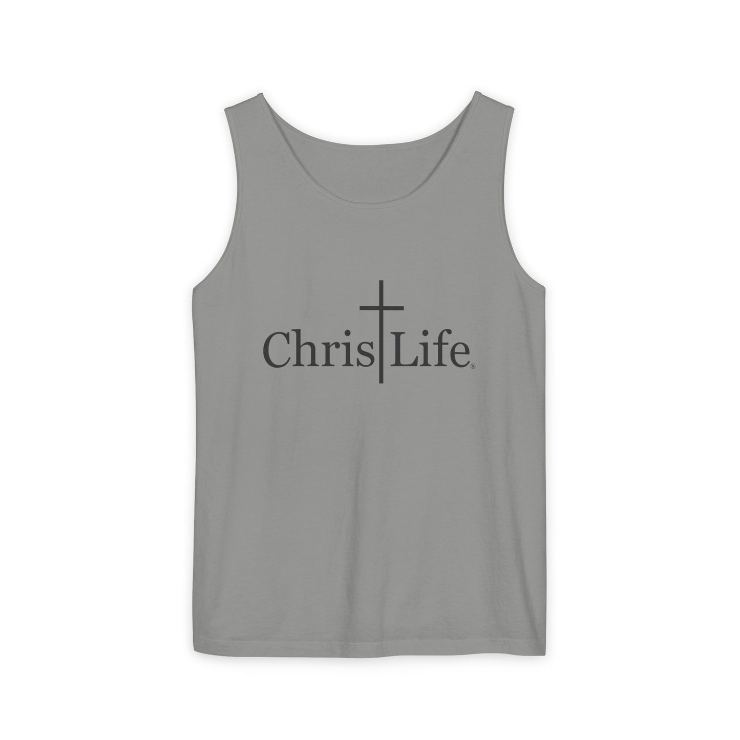 Unisex Garment- Cute Dyed Tank Top with Gray ChristLife logo