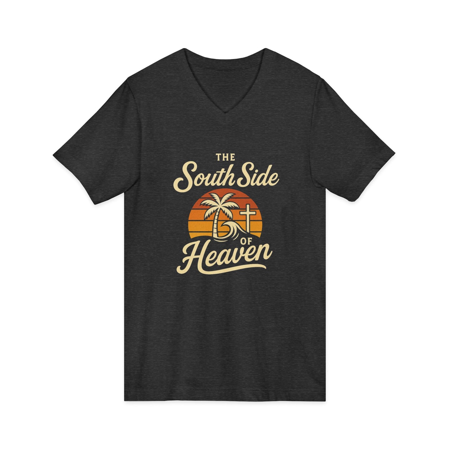 South Side of Heaven V-Neck Tee - Relaxed Unisex Cotton Tee for Beach Days, Summer Celebrations, Gifts for Faith Lovers, Casual Wear, [...]