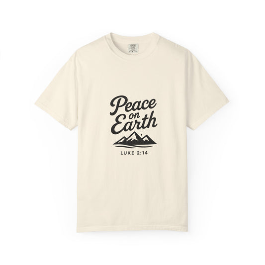 Peace on Earth Unisex T-shirt - Black Copy, Inspirational Graphic Tee for Nature Lovers, Christians, Faith