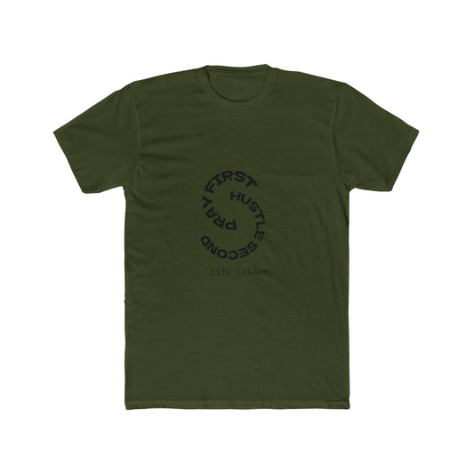 Unisex Cotton Crew Tee - Pray First, Hustle Second