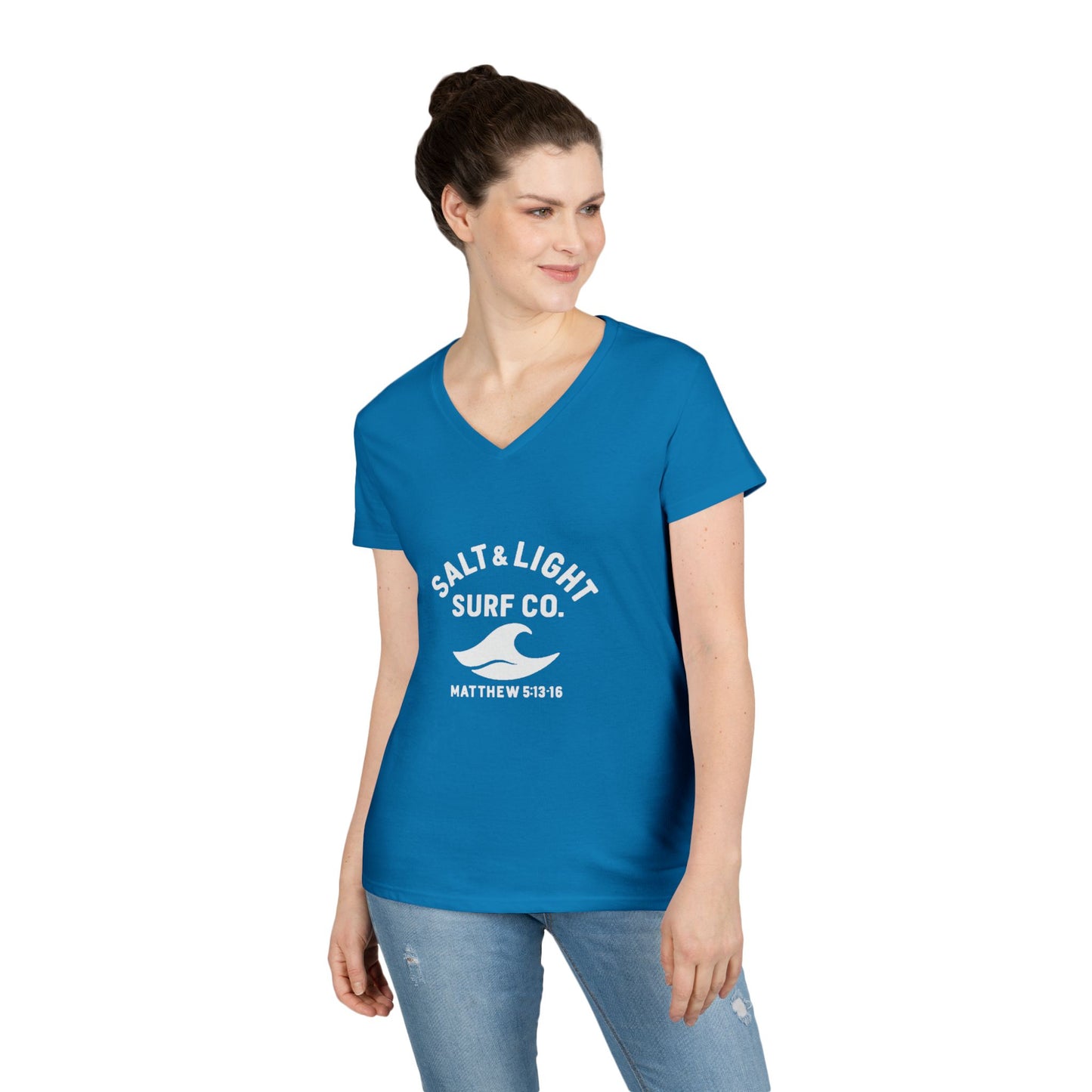 Salt and Light Surf Co/Faith Beach collection Ladies' V-Neck T-Shirt