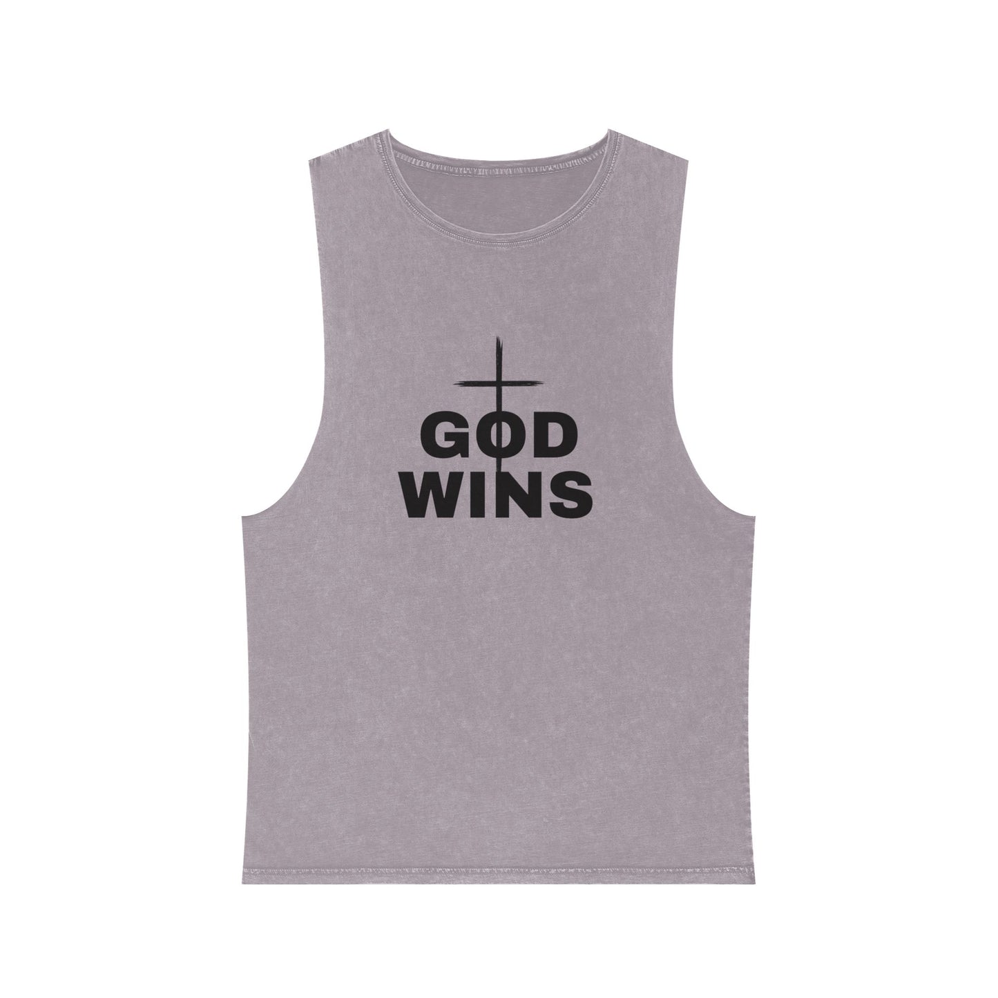 Stonewash Cross Tank Top, GOD WINS, Casual Tank, Christian Apparel, Eco-Friendly